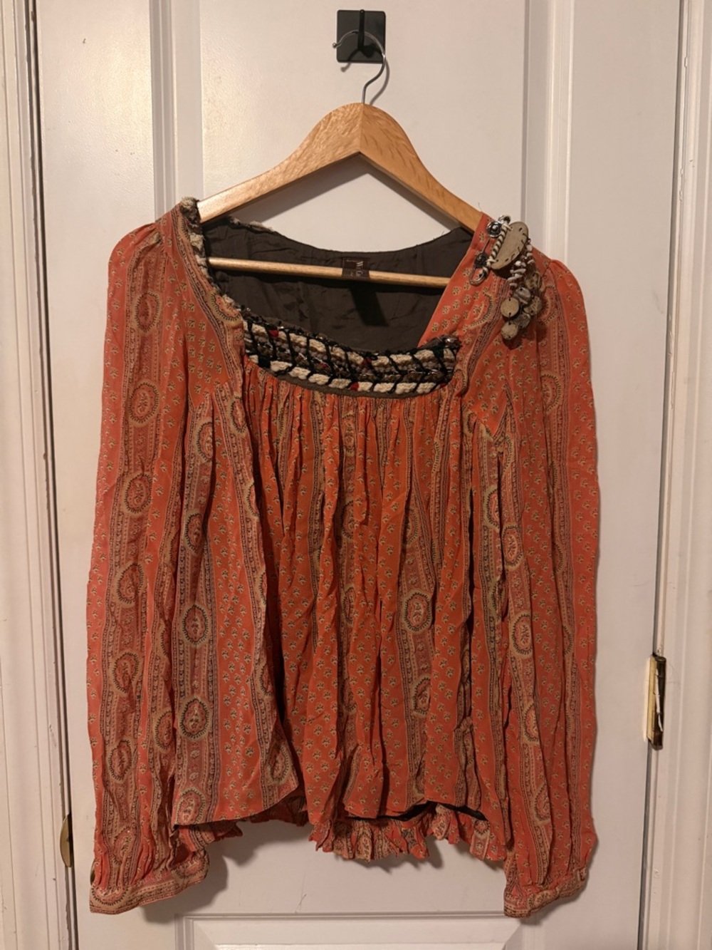 White Chocolate Boho Peasant Blouse in Rust Orange